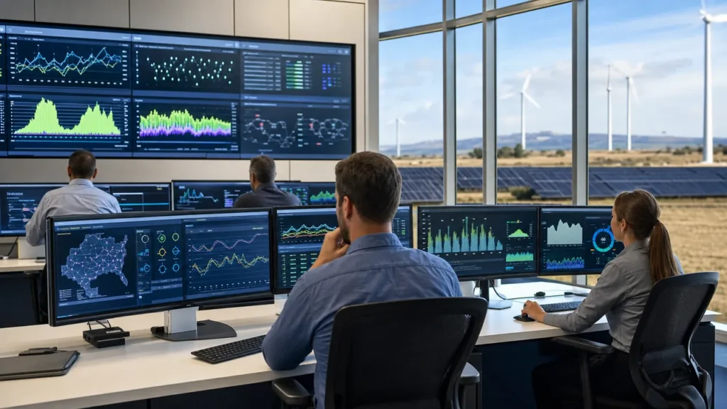 Centro de operação gerenciando curtailment de energia