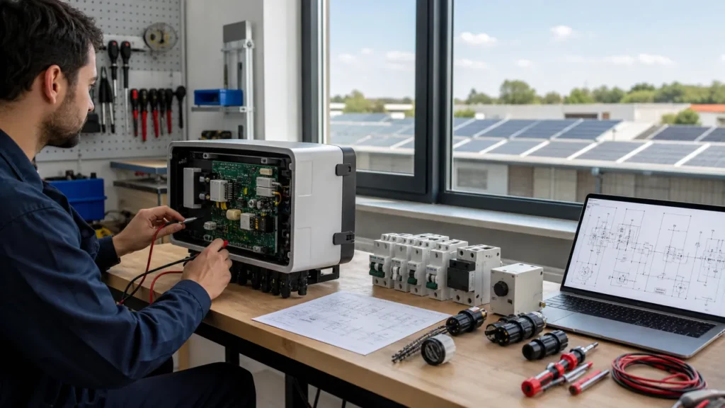 Bancada de projeto de sistema solar fotovoltaico