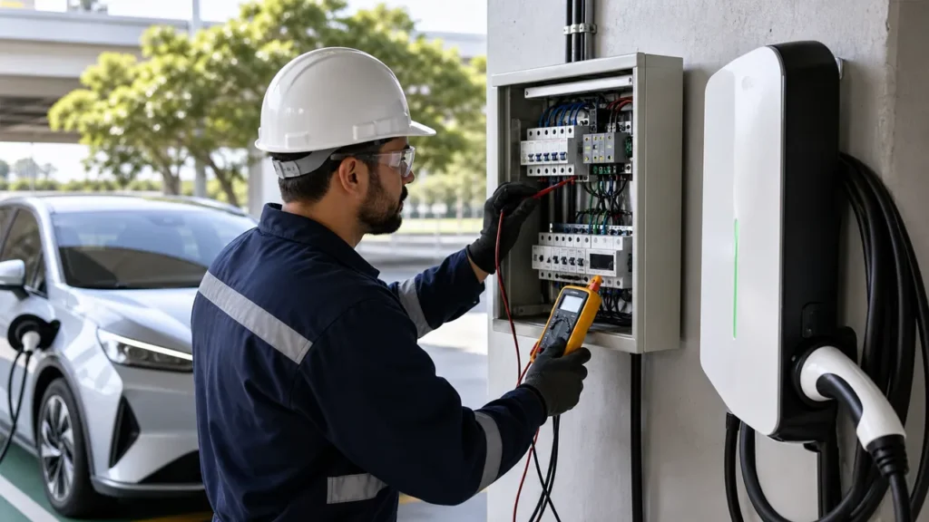 Instalação profissional de recarga de veículo elétrico